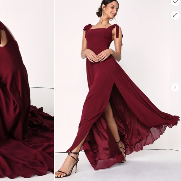 LULU's Prom Wedding Bridesmaid Flowy Romantic Sexy Chic Elegant Maxi Dress - Picture 8 of 8